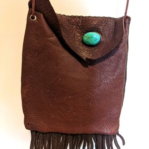 Leather festival bag with fringe